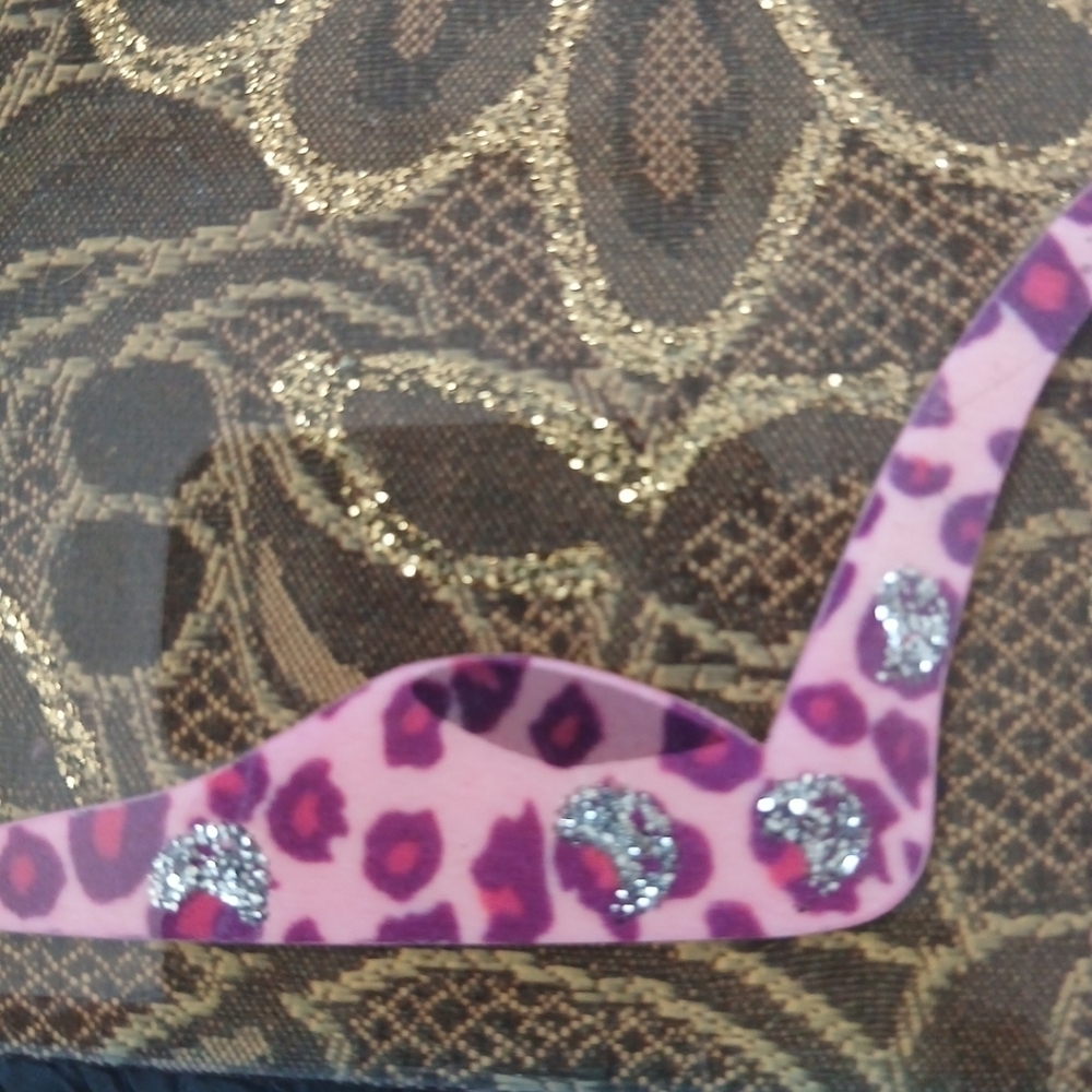 Debbie Brooks Black Silver Gem Clasp Handbag Cheetah Shoe Floral Crystals. FL - Picture 2 of 12